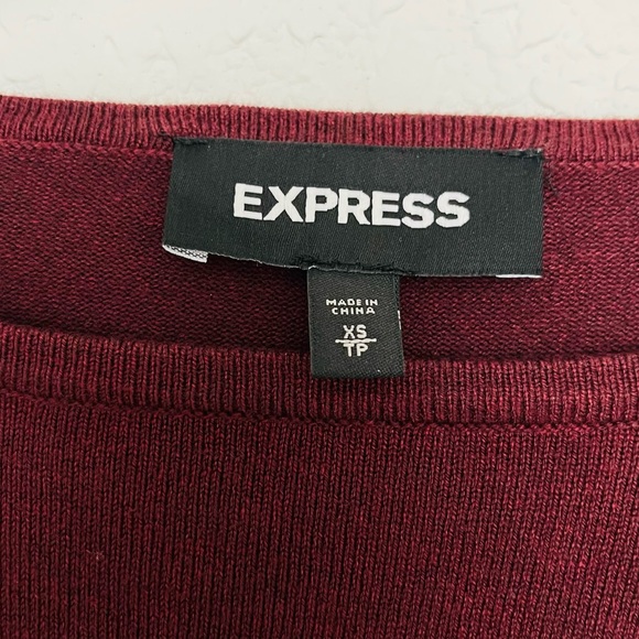 NWOT Express SOLID RUCHED SWEATER DRESS IN Merlot - Picture 4 of 5